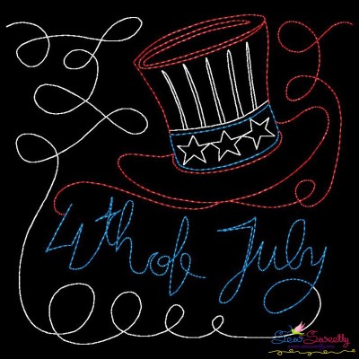 4th of July Patriotic Hat Colorwork Block Embroidery Design Pattern-1