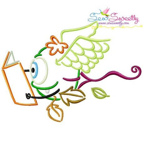 Reading in Fall Monster-6 Embroidery Design Pattern