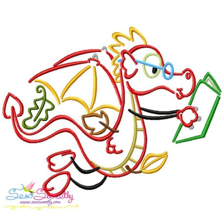 Reading in Fall Monster-1 Embroidery Design Pattern