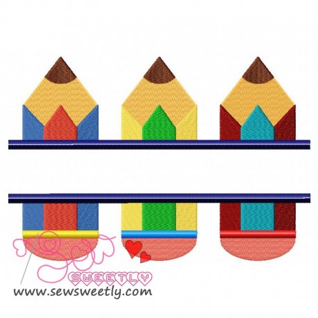 Split Pencils Embroidery Design Pattern- Category- Back To School Designs- 1