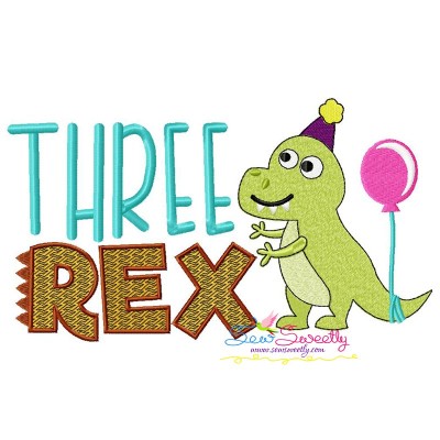 Three Rex Dino 3rd Birthday Embroidery Design