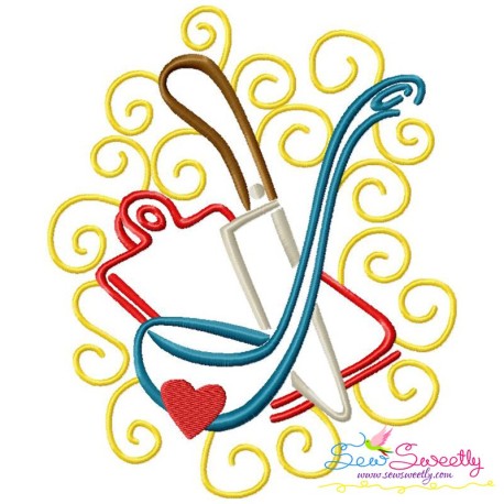 Swirly Kitchen-5 Machine Embroidery Design Pattern