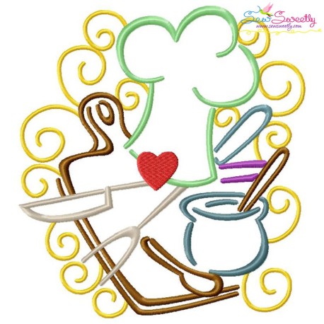 Swirly Kitchen-3 Machine Embroidery Design Pattern