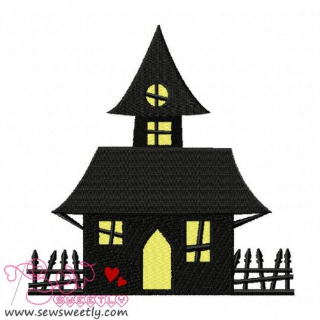 Haunted House Embroidery Design Pattern- Category- Halloween Designs- 1