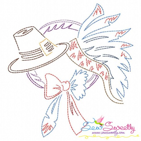 Color Work Thanksgiving-3 Bean/Vintage Stitch Machine Embroidery Design Pattern-1