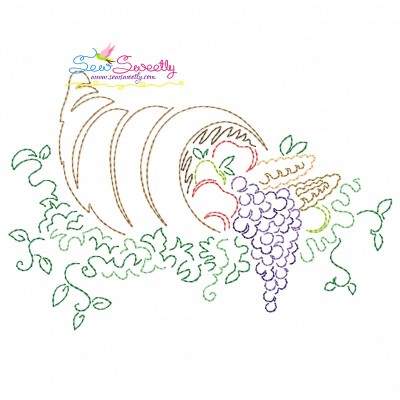 Color Work Thanksgiving-1 Bean/Vintage Stitch Machine Embroidery Design Pattern-1