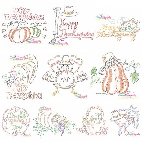 Color Work Thanksgiving Bean/Vintage Stitch Machine Embroidery Design Bundle- Category- Embroidery Design Bundles- 1