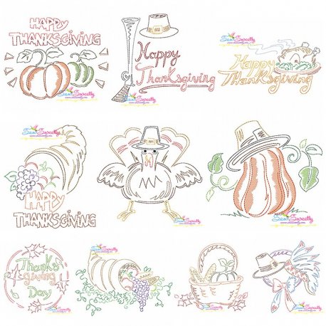 Download Color Work Thanksgiving Bean/Vintage Stitch Embroidery Design Bundle