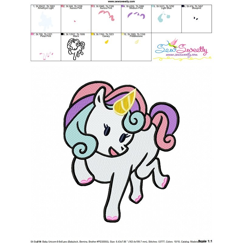 Baby unicorn8 machine embroidery design magical embroidery projects