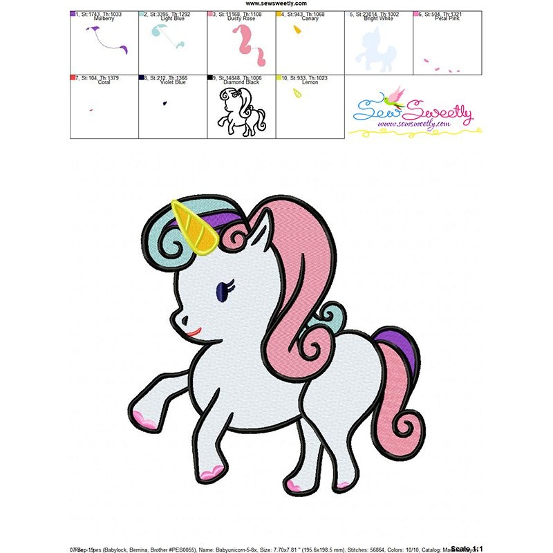 Baby unicorn5 machine embroidery design magical embroidery projects