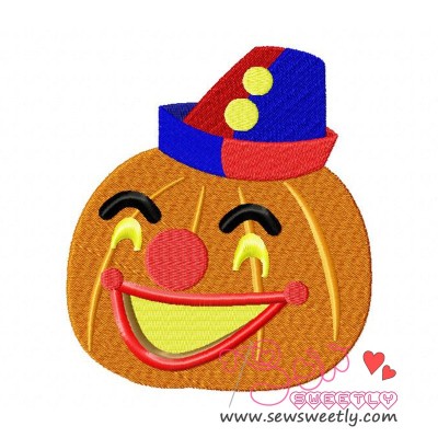 Clown Pumpkin Embroidery Design
