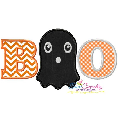 Boo Ghost Halloween Lettering Applique Design