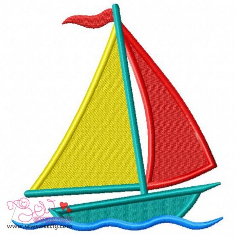 Sail Boat-2 Embroidery Design Pattern- Category- Transportation Designs- 1