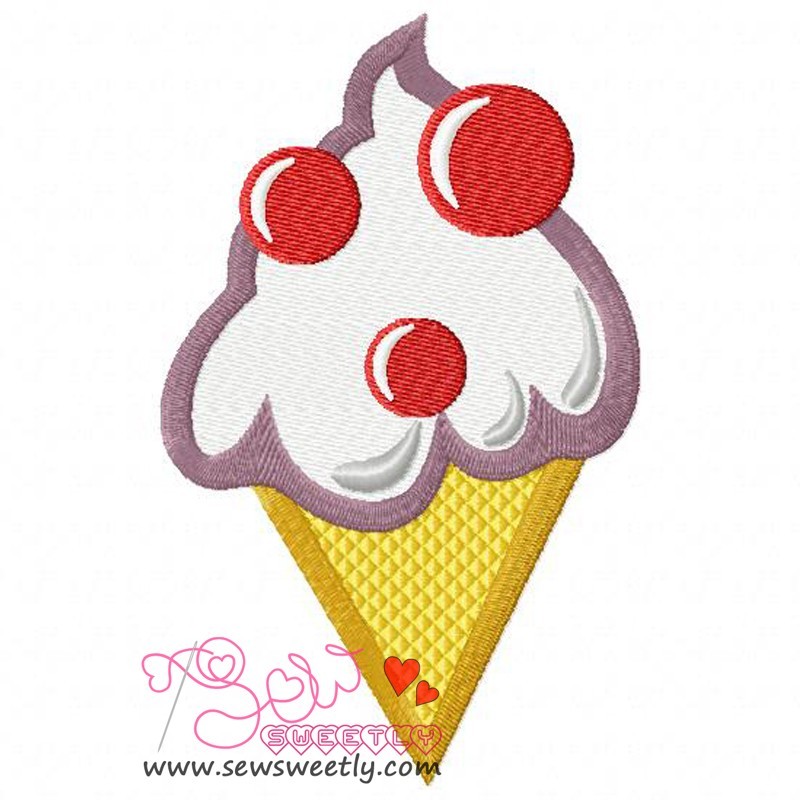 Ice Cream Cone Embroidery Design