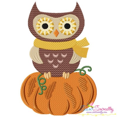 Owl on Pumpkin Embroidery Design