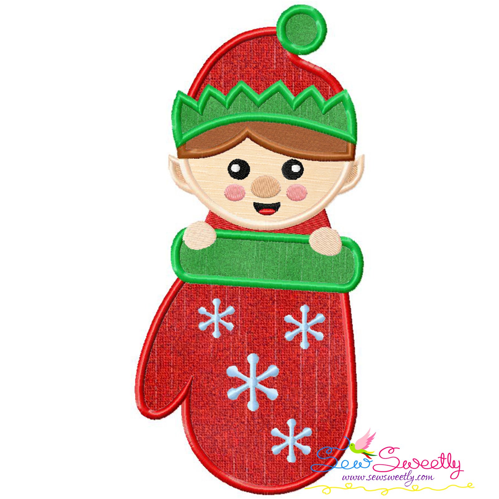 Elf Christmas stocking APPLIQUE machine embroidery design