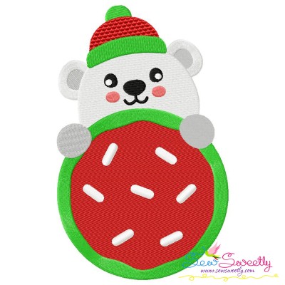 Polar Bear Cookie- Peeker Embroidery Design