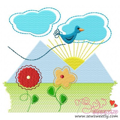 Spring Scene Embroidery Design