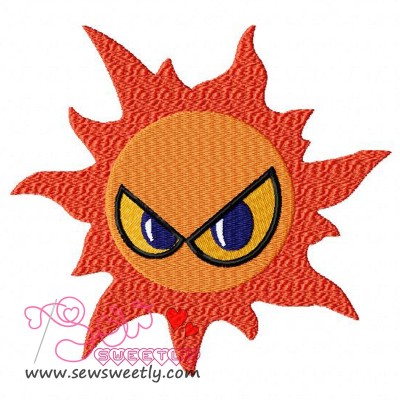 Angry Sun Embroidery Design