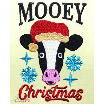 Mooey Christmas Cow Embroidery Design