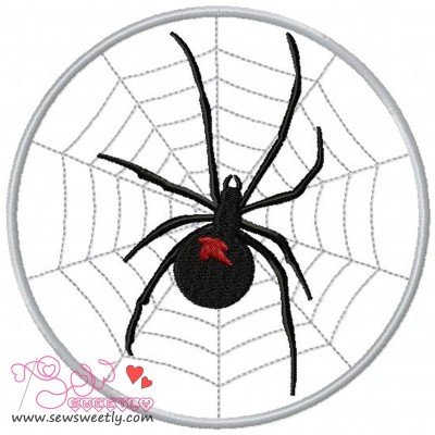 Black Widow on Web Embroidery Design