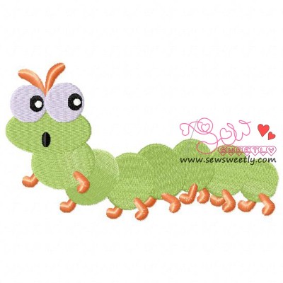 Green Caterpillar Embroidery Design
