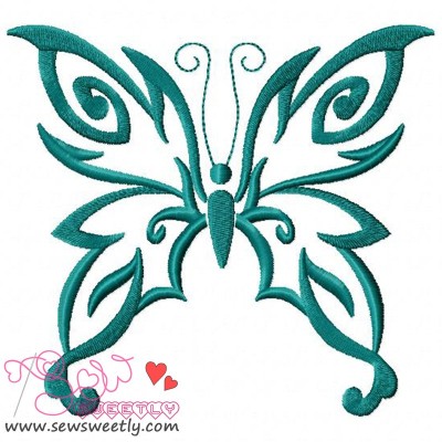 Teal Butterfly Embroidery Design