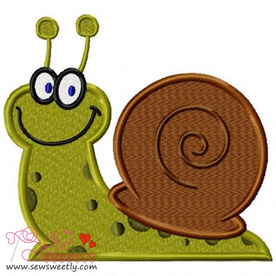 Smiling Snail Embroidery Design