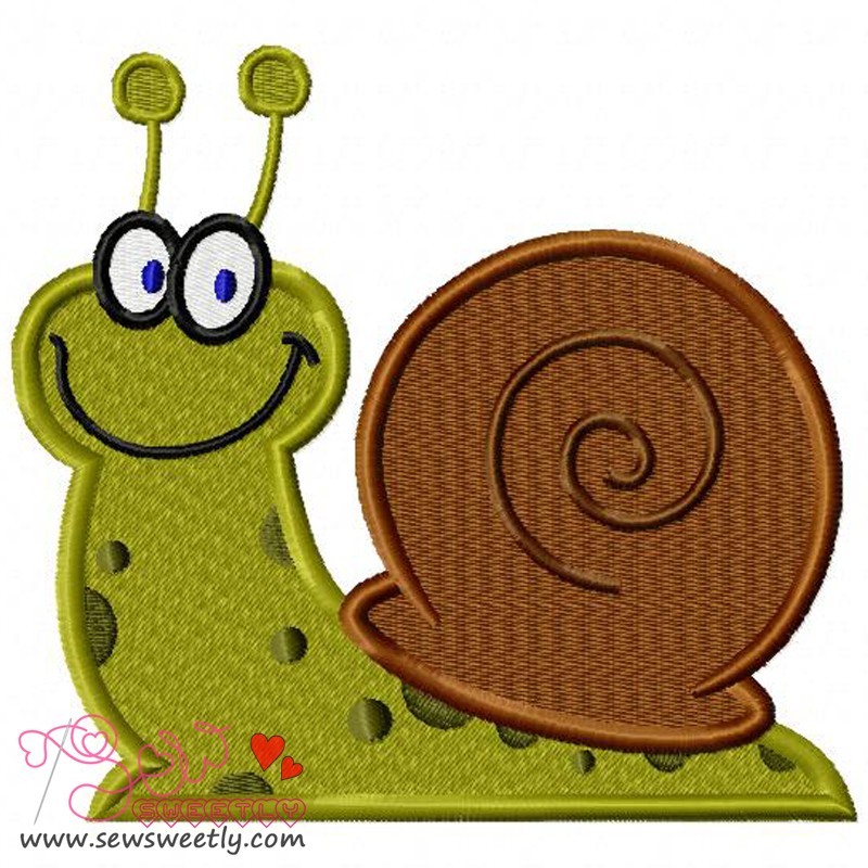 Smiling snail embroidery design Smiling snail embroidery design