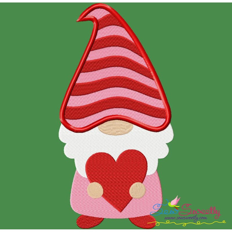 Valentines day embroidery design gnome valentine love