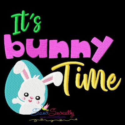 It's Bunny Time Lettering Embroidery Design