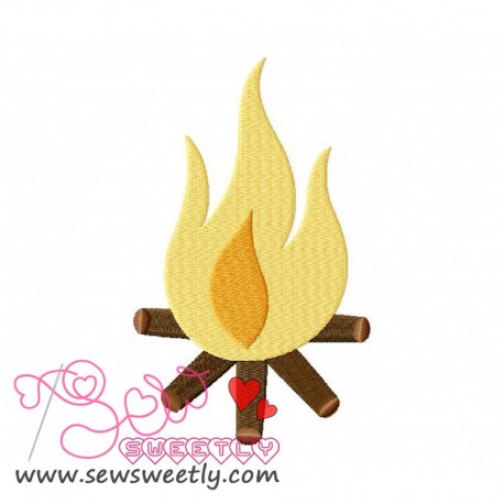 Camp Fire Embroidery Design Pattern- Category- Nature And Camping Designs- 1