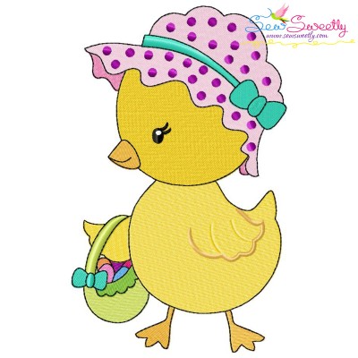Easter Eggs Chick Basket-3 Embroidery Design
