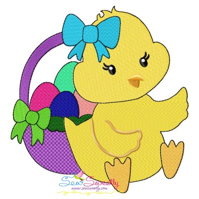 Easter Chick Eggs Basket-2 Embroidery Design