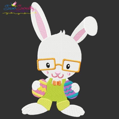 Easter Eggs Bunny Boy Glasses Embroidery Design