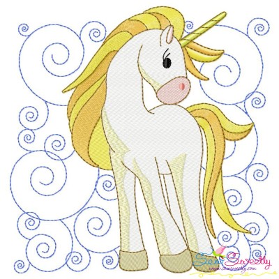 Golden Unicorn Block-6 Embroidery Design Pattern-1