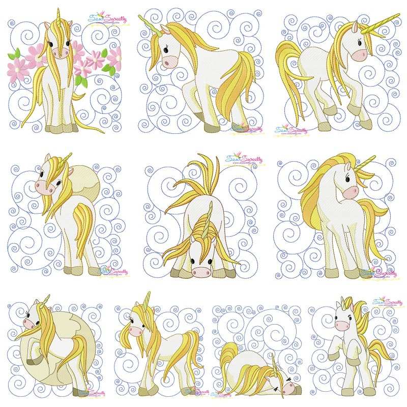 Download Golden Unicorn Blocks Machine Embroidery Design Bundle ...