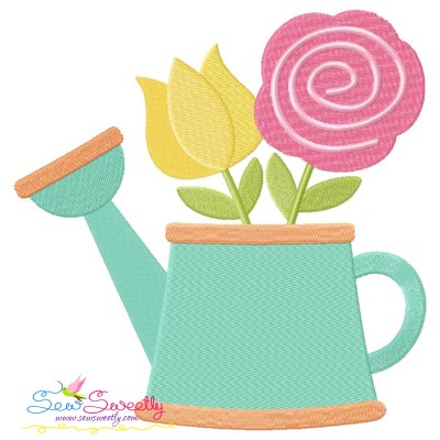 Watering Can Flowers-2 Embroidery Design