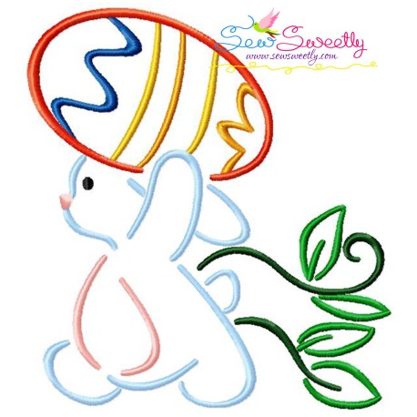 Bunny Carrying Easter Egg-02 Embroidery Design Pattern