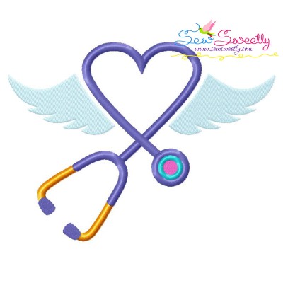Stethoscope Wings Medical Embroidery Design