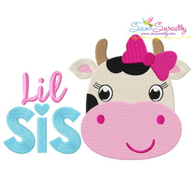Cow Lil Sis Embroidery Design