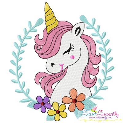 Unicorn Floral Frame Embroidery Design