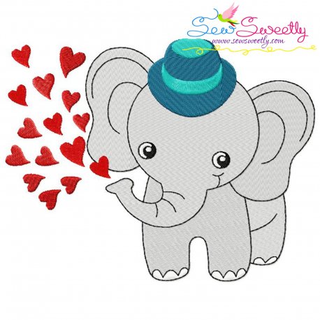 Baby Elephant Hearts Boy Embroidery Design Pattern- Category- Valentine's Day Designs- 1