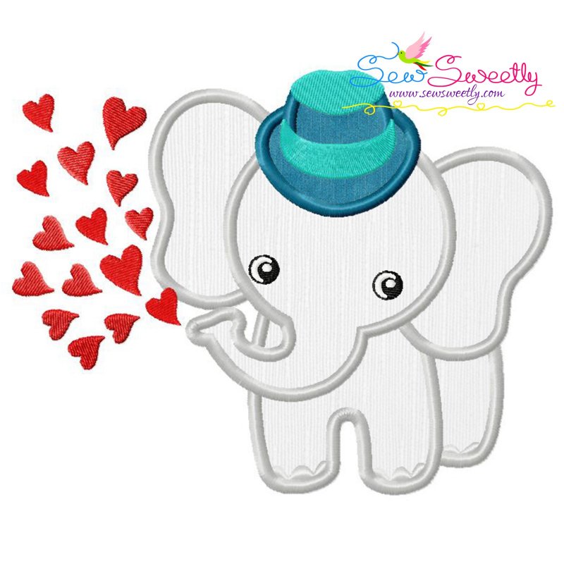 Download Baby Elephant Hearts Boy Applique Embroidery Design For Valentine S Day