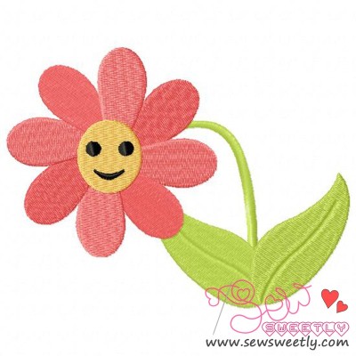 Smiley Flower Embroidery Design