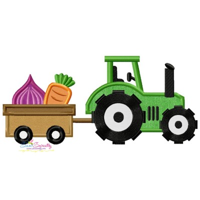 Farm Tractor With Wagon-3 Applique Design