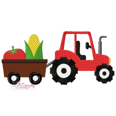 Farm Tractor With Wagon-2 Embroidery Design