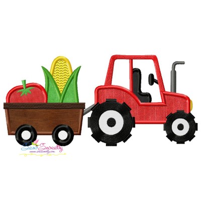 Farm Tractor With Wagon-2 Applique Design
