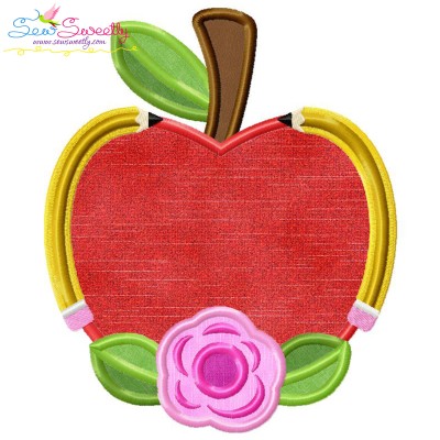 Apple Pencil Flower Applique Design
