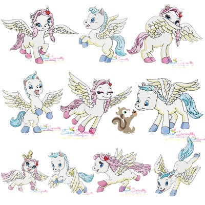 Cute Pegasus Embroidery Design Bundle